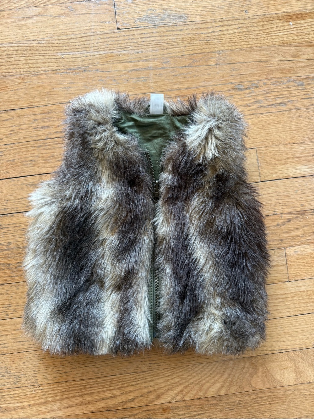 GAP Faux Fur Vest in Brown and Cream Tones
